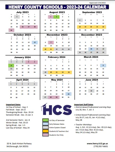 Download the Henry County Schools Calendar: Balancing Education - High ...